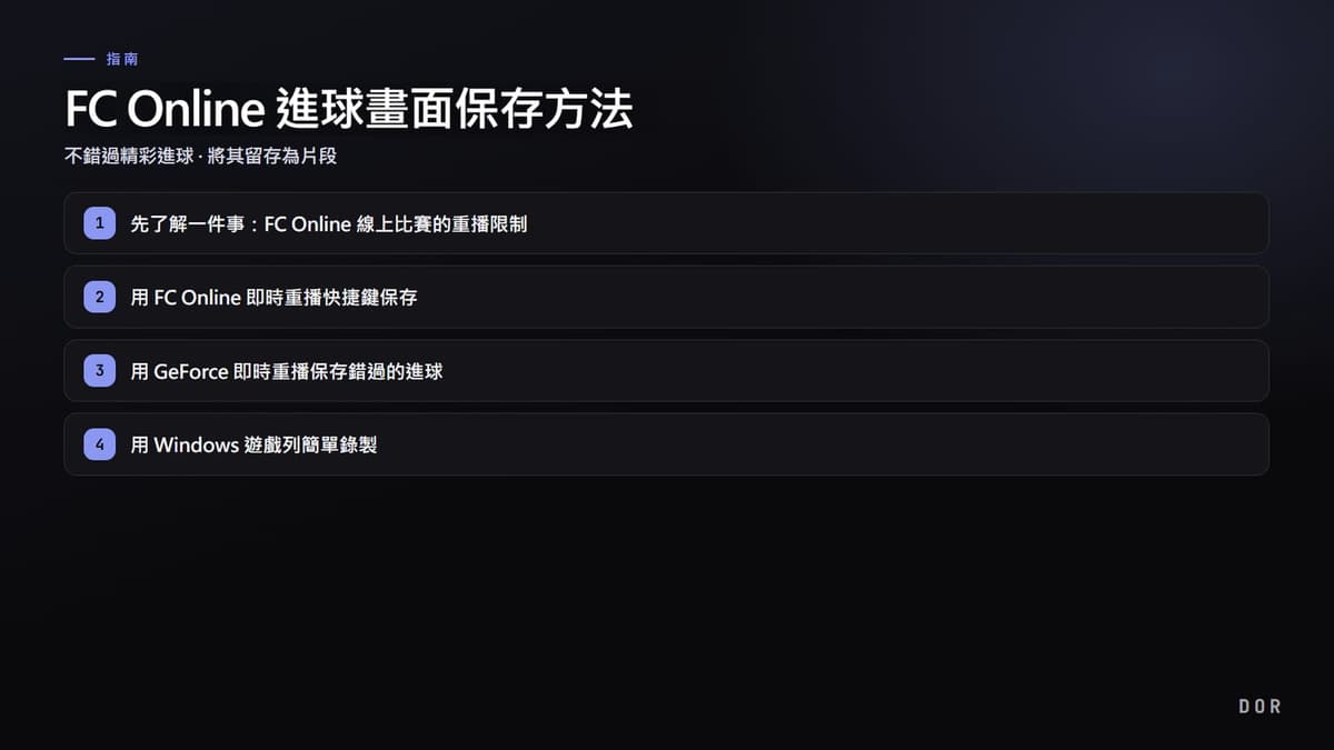 FC Online 進球畫面保存方法 步驟重點圖示
