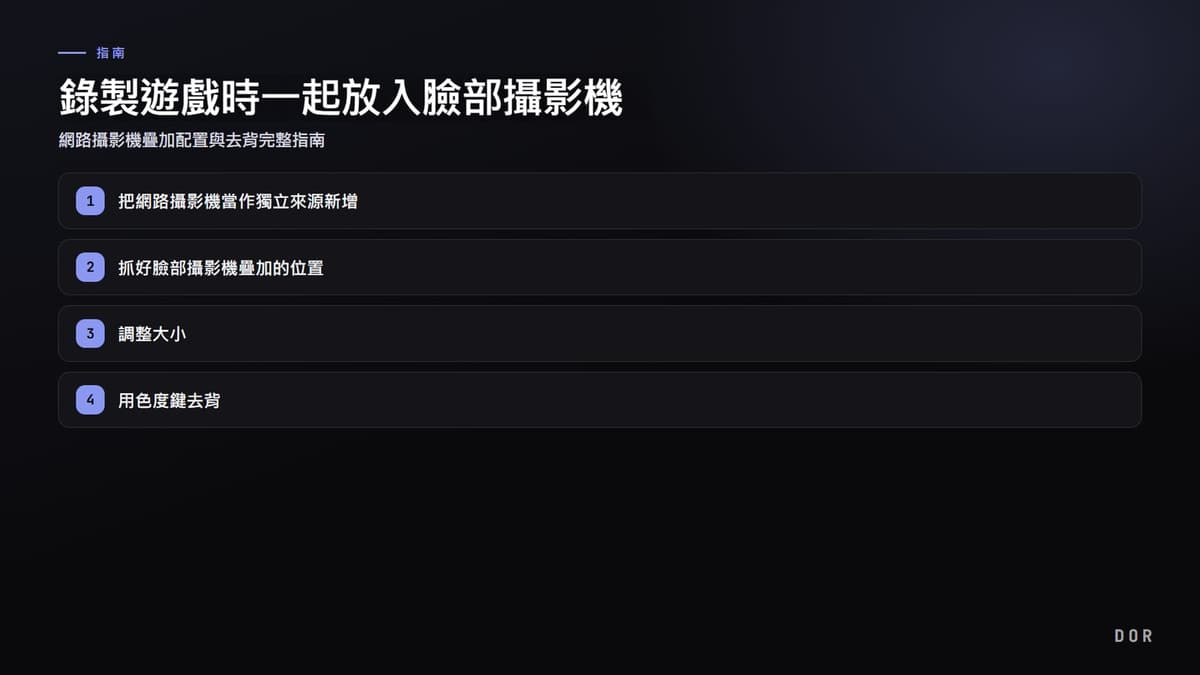 錄製遊戲時一起放入臉部攝影機 步驟重點圖示