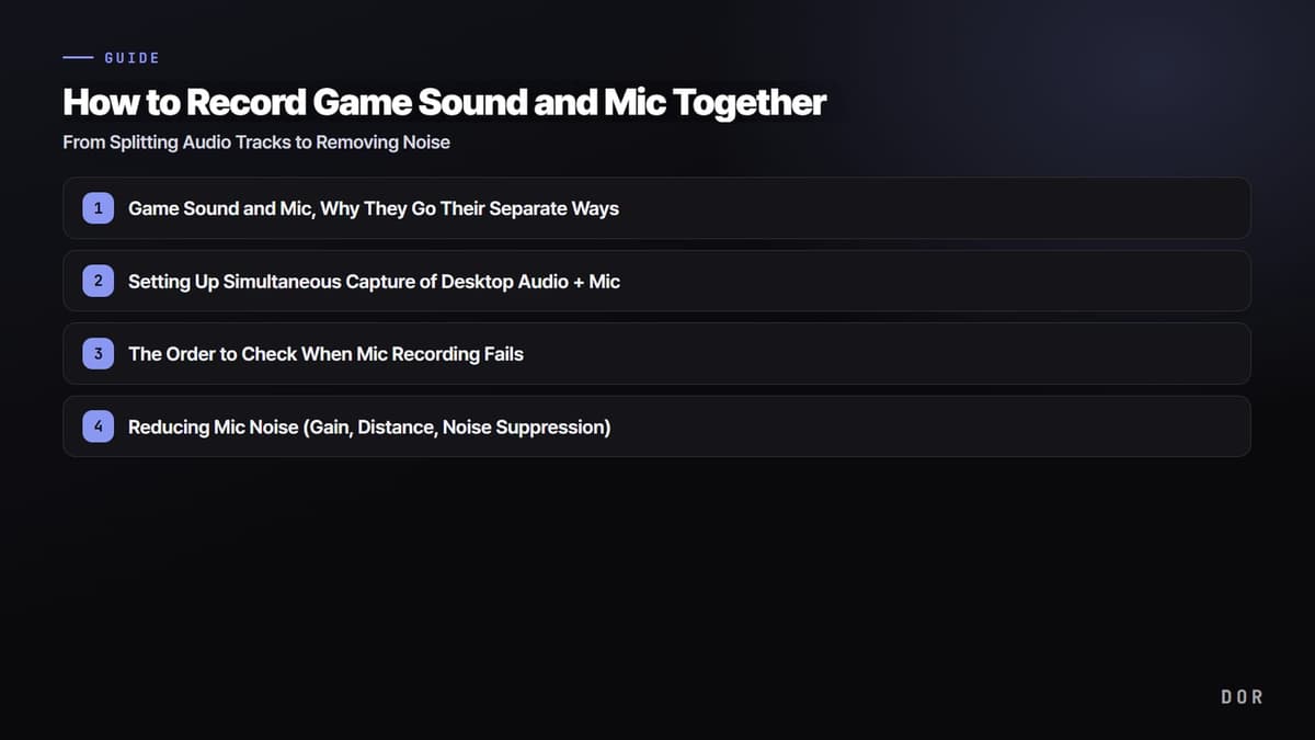How to Record Game Sound and Mic Together — step-by-step overview graphic