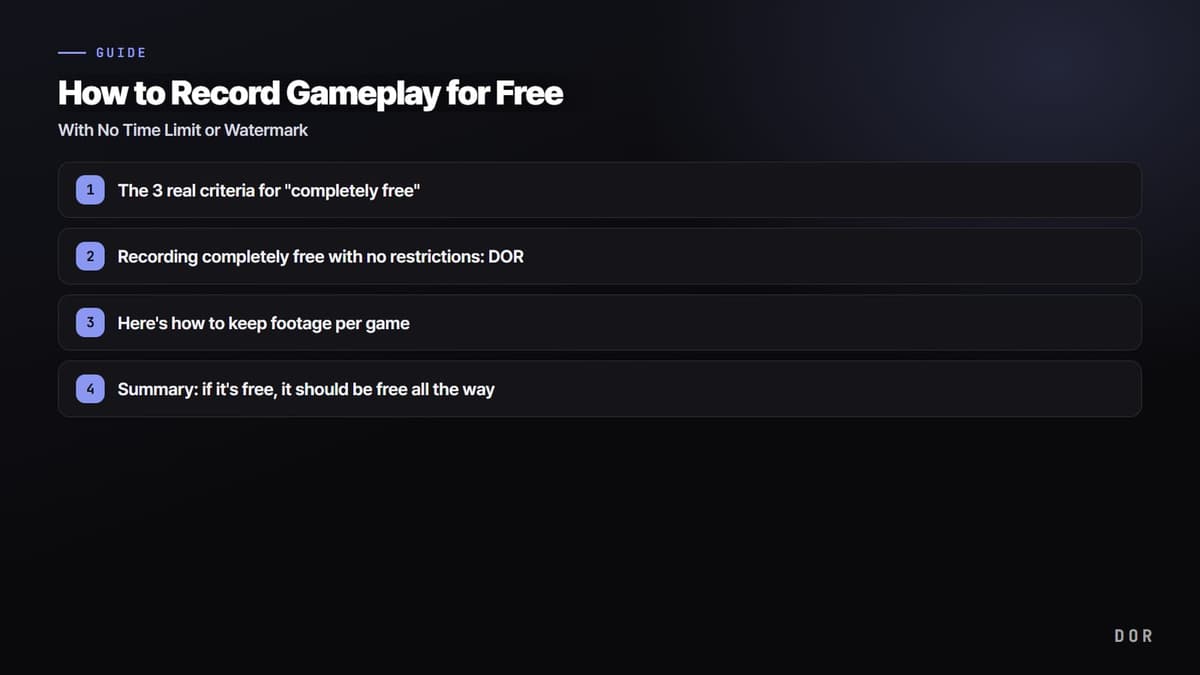 How to Record Gameplay for Free — step-by-step overview graphic