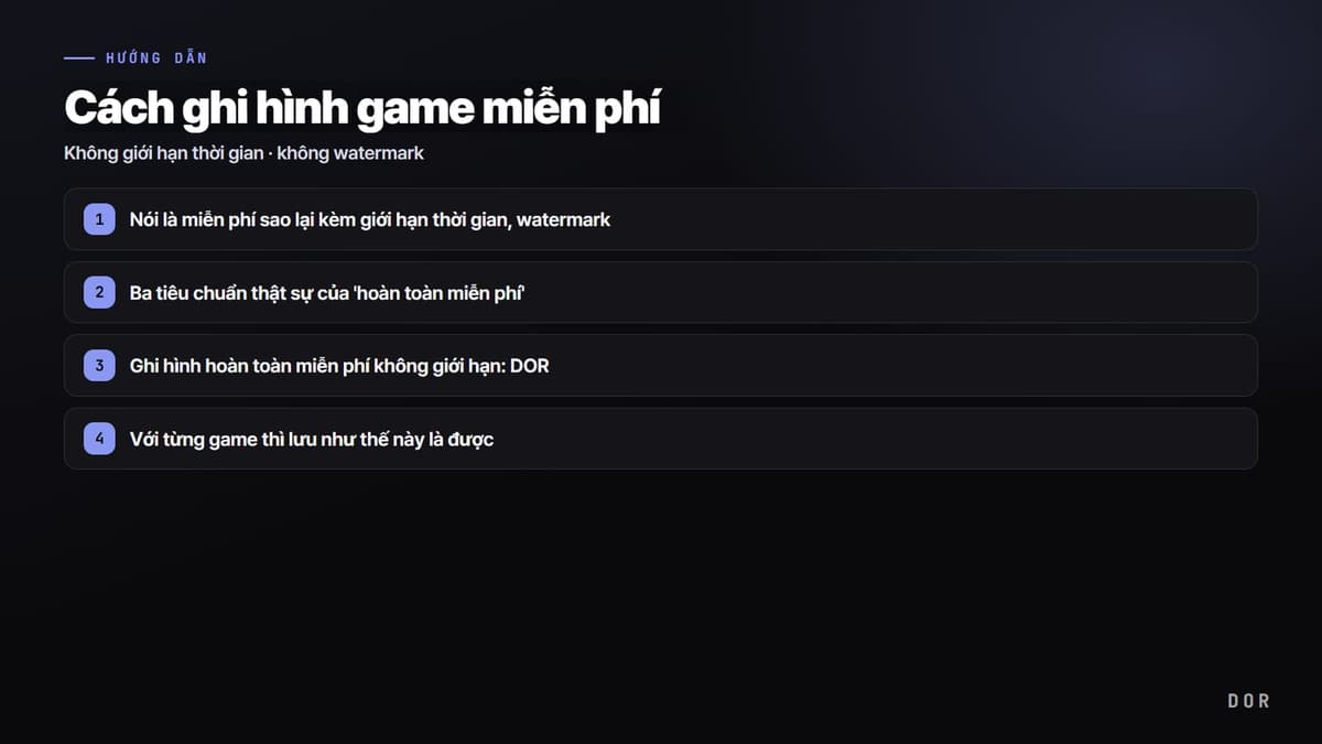 Cách ghi hình game miễn phí — sơ đồ tóm tắt các bước