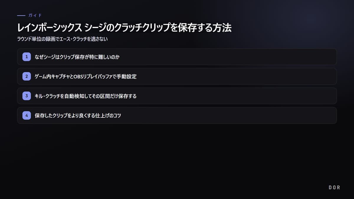 レインボーシックス シージのクラッチクリップを保存する方法 の手順まとめ図