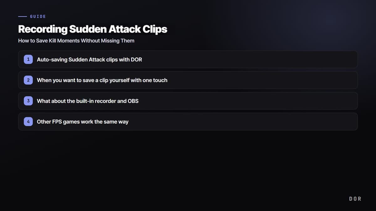 Recording Sudden Attack Clips — step-by-step overview graphic