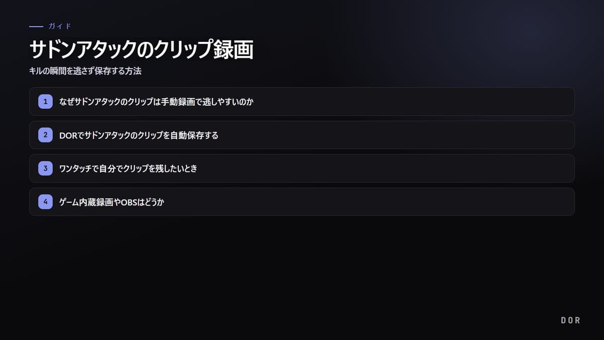 サドンアタックのクリップ録画 の手順まとめ図