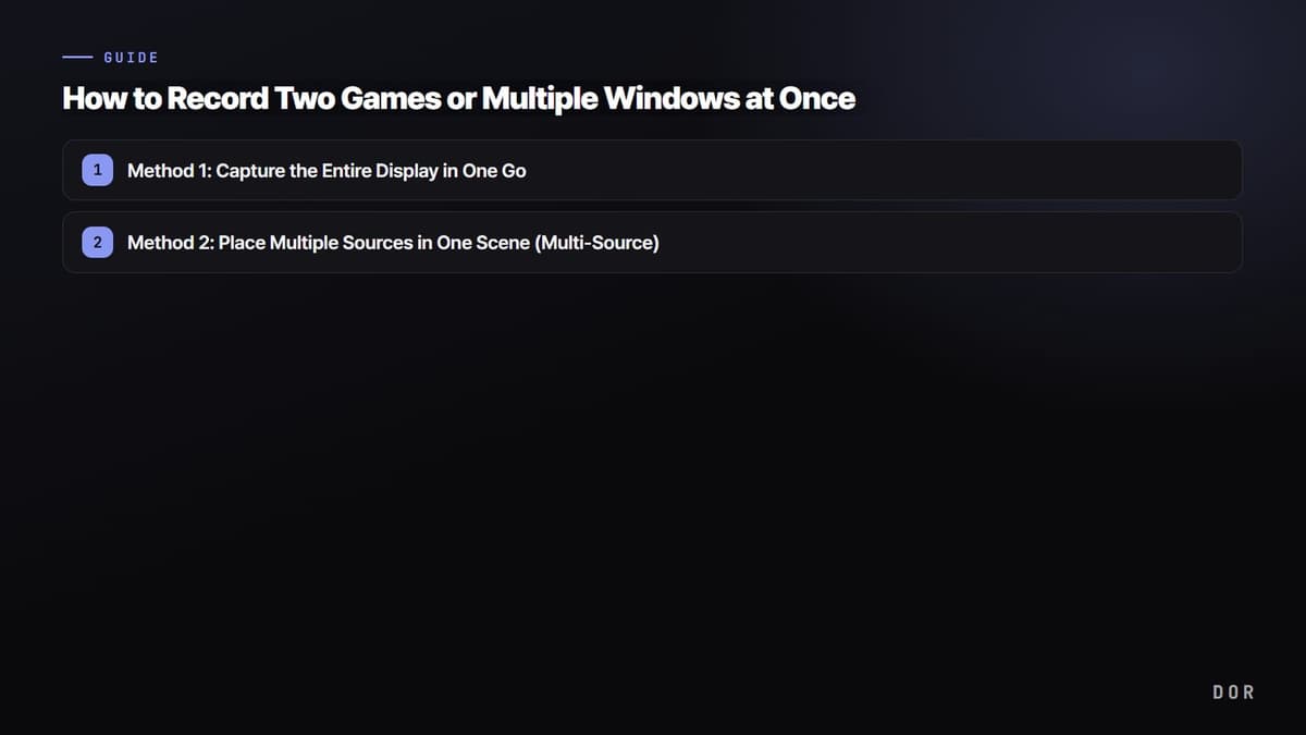 How to Record Two Games or Multiple Windows at Once — step-by-step overview graphic