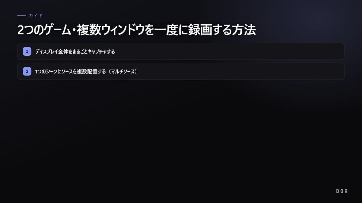 2つのゲーム・複数ウィンドウを一度に録画する方法 の手順まとめ図
