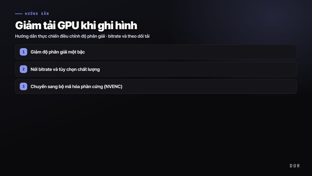 Giảm tải GPU khi ghi hình — sơ đồ tóm tắt các bước
