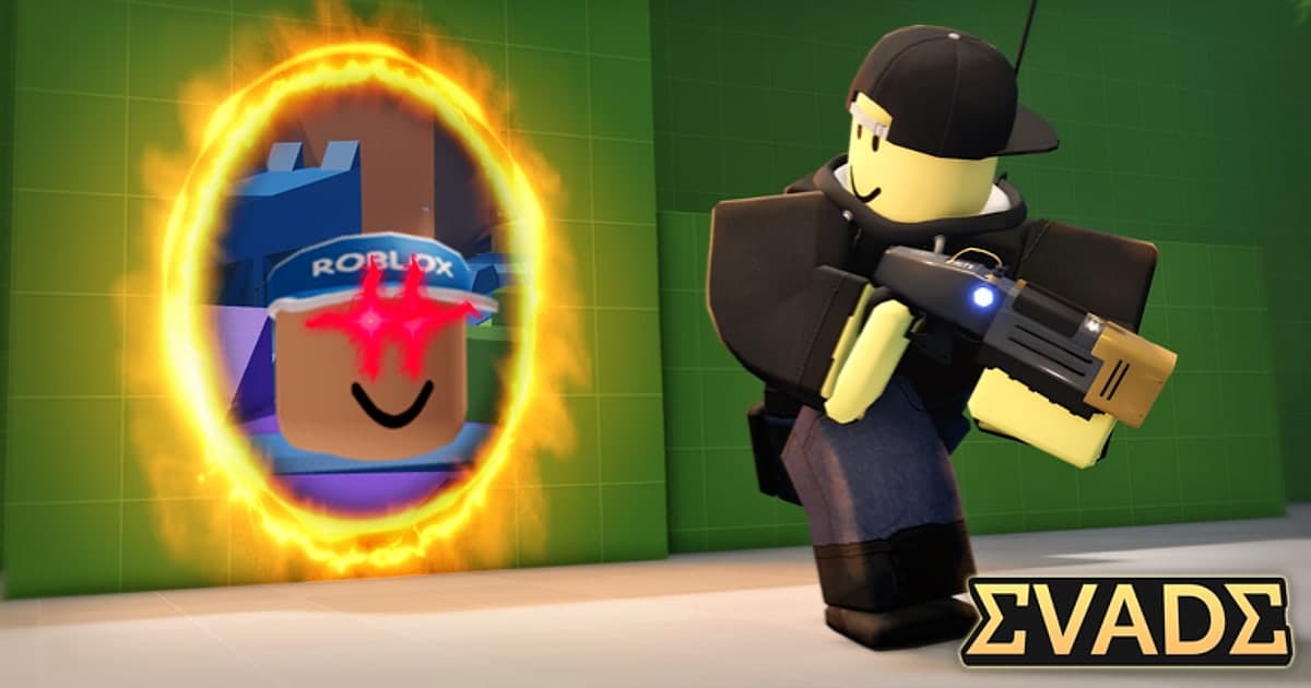 Offizielles Vorschaubild von Evade mit einer Figur vor einem leuchtenden Portal