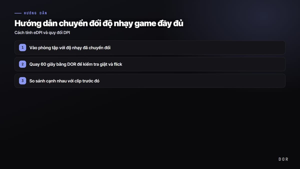 Hướng dẫn chuyển đổi độ nhạy game đầy đủ — sơ đồ tóm tắt các bước