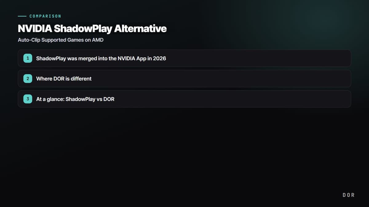 NVIDIA ShadowPlay Alternative — step-by-step overview graphic