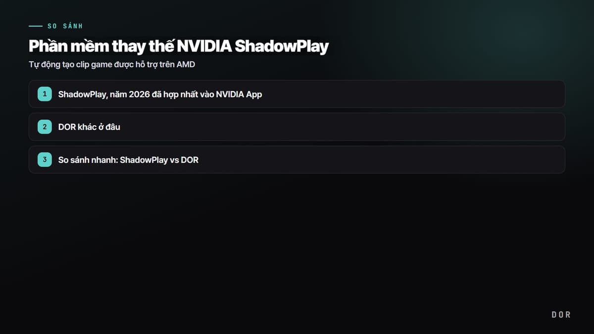 Phần mềm thay thế NVIDIA ShadowPlay — sơ đồ tóm tắt các bước