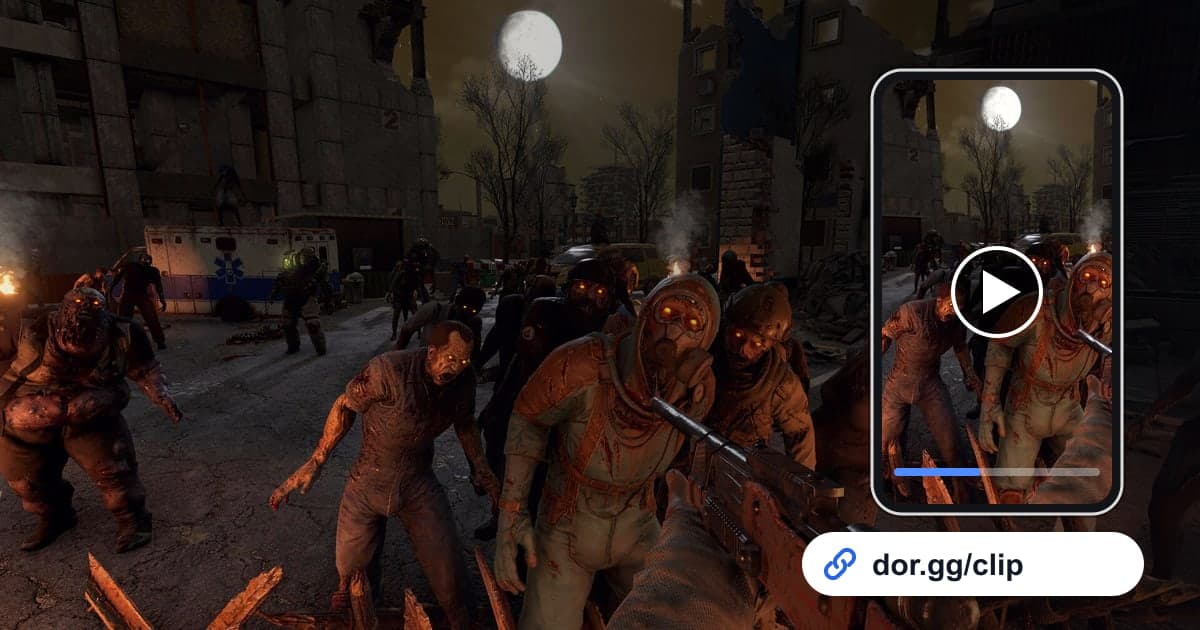 7 Days to Die gameplay art with a phone playing the clip and a dor.gg share link