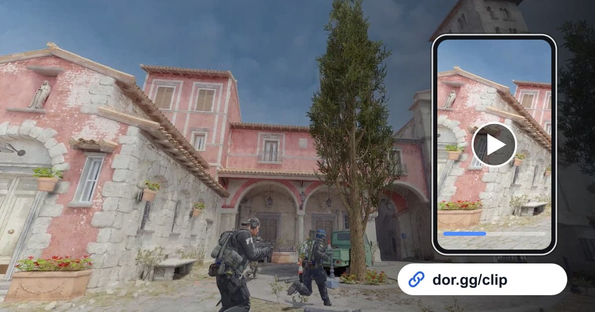 CS2のゲーム画面に、動画を再生するスマートフォンとdor.ggリンクを重ねた画像
