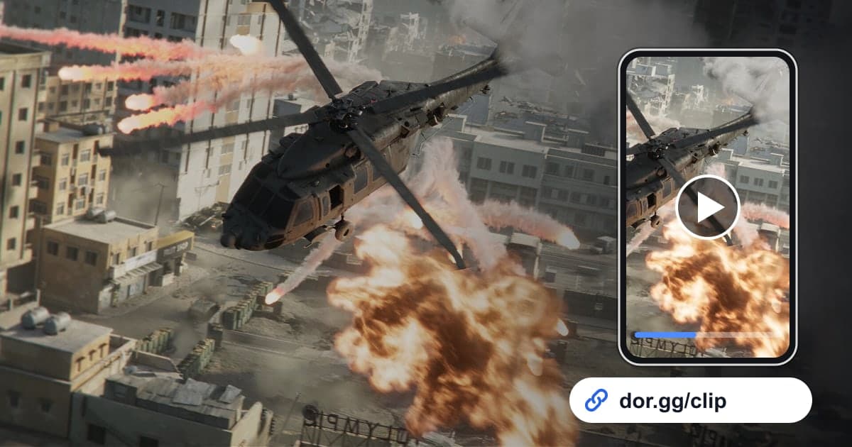 Delta Force gameplay art with a phone playing the clip and a dor.gg share link
