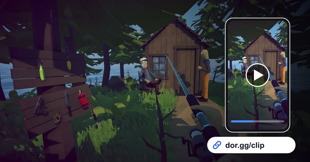 How to Fishのゲーム画面に、動画を再生するスマートフォンとdor.ggリンクを重ねた画像