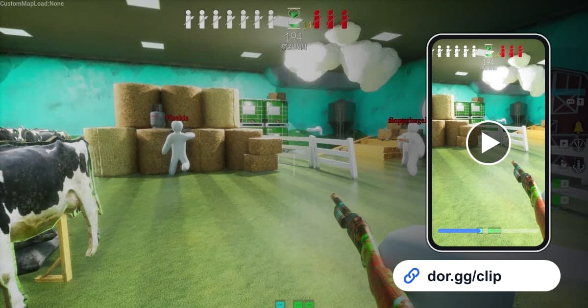 Arte de gameplay de MECCHA CHAMELEON con un celular reproduciendo el clip y un enlace para compartir de dor.gg