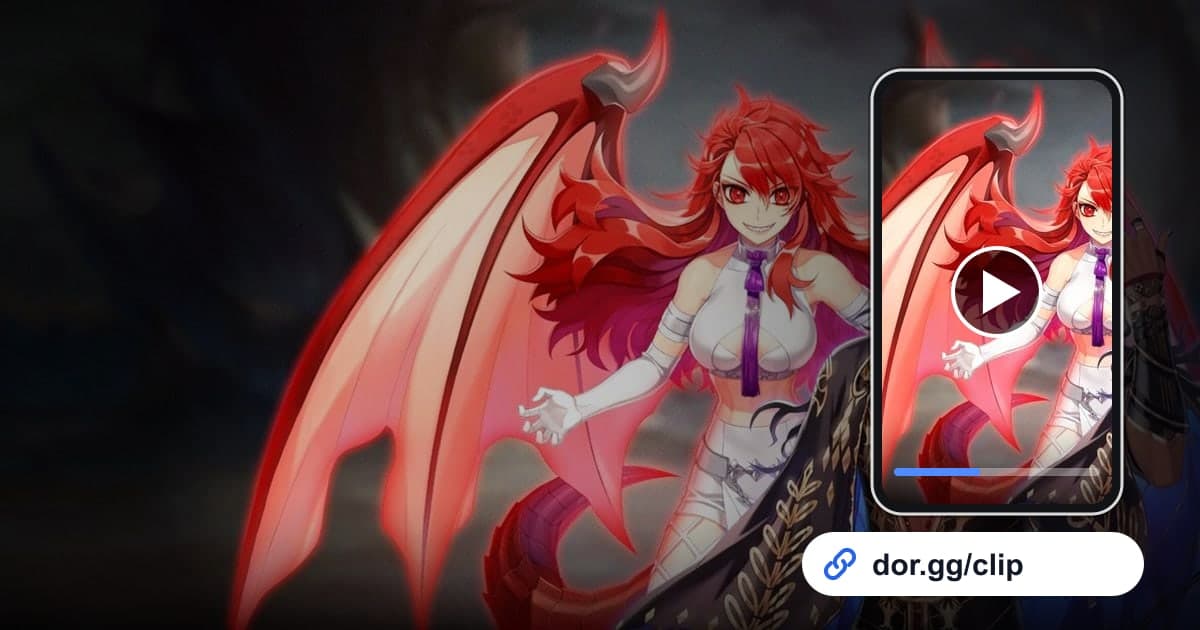 Arte de gameplay de Ragnarok Online con un celular reproduciendo el clip y un enlace para compartir de dor.gg