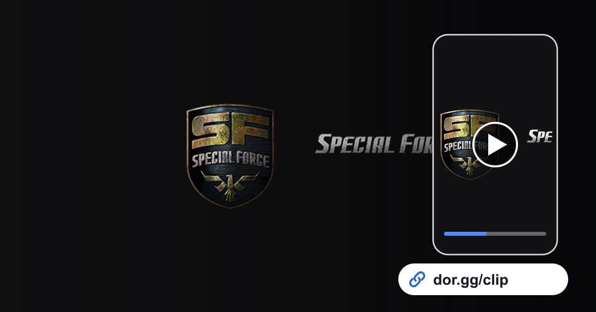 Special Force-Artwork mit einem Smartphone, das den Clip abspielt, und einem dor.gg-Teilen-Link