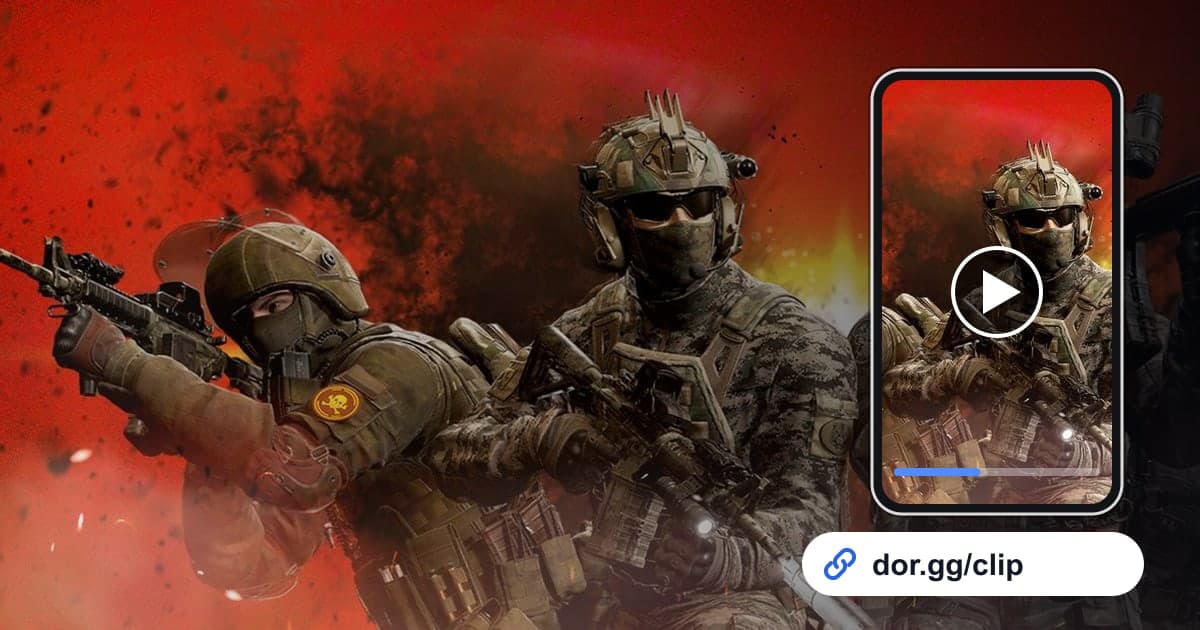 Special Force Remastered gameplay art with a phone playing the clip and a dor.gg share link