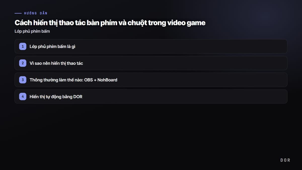 Cách hiển thị thao tác bàn phím và chuột trong video game — sơ đồ tóm tắt các bước
