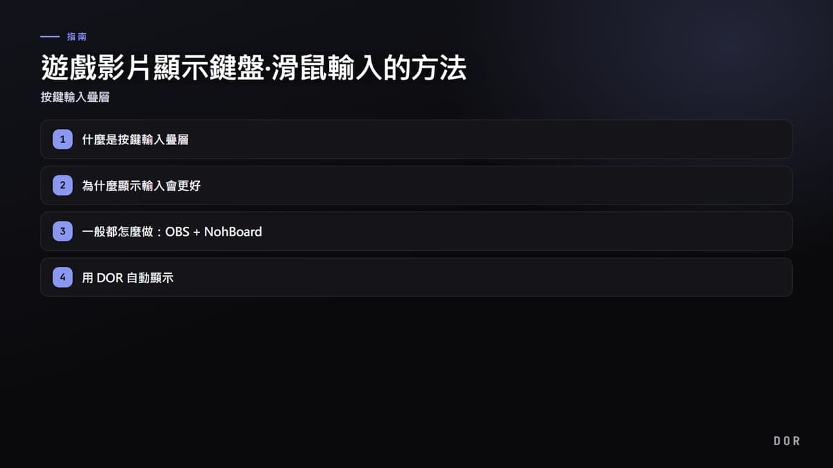 遊戲影片顯示鍵盤·滑鼠輸入的方法 步驟重點圖示