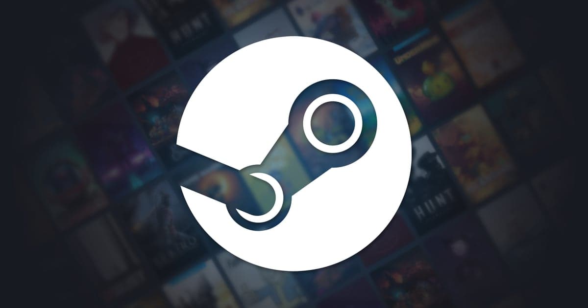 Steamサポート公式画像 — 暗くしたゲームライブラリの背景に置かれた白いSteamロゴ