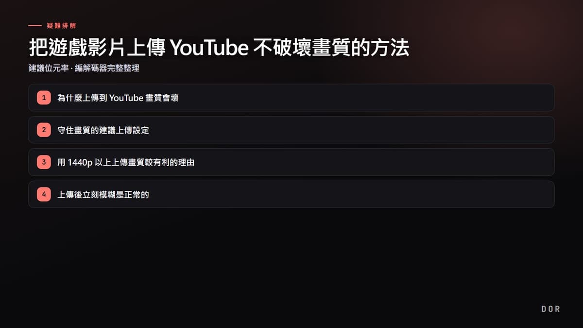把遊戲影片上傳 YouTube 不破壞畫質的方法 步驟重點圖示
