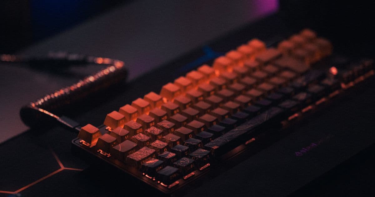 A gaming keyboard with RGB backlighting turned on