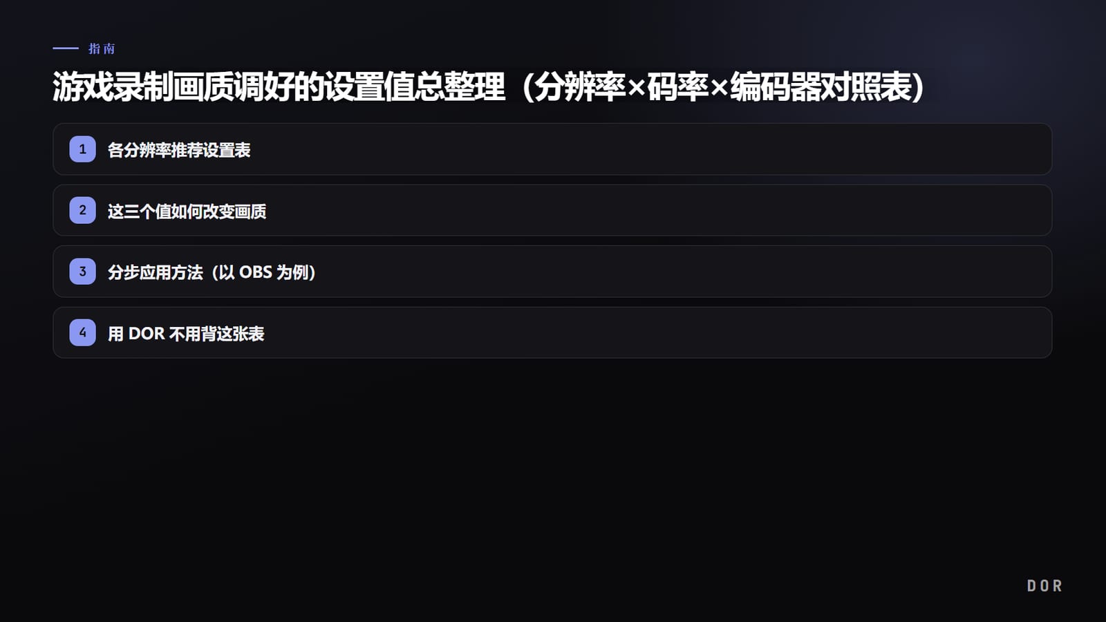 游戏录制画质调好的设置值总整理(分辨率×码率×编码器对照表) 步骤要点图示