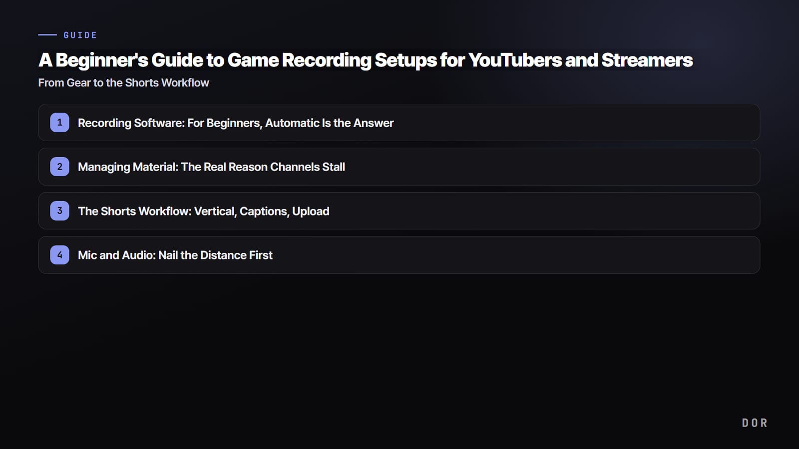 A Beginner's Guide to Game Recording Setups for YouTubers and Streamers — step-by-step overview graphic