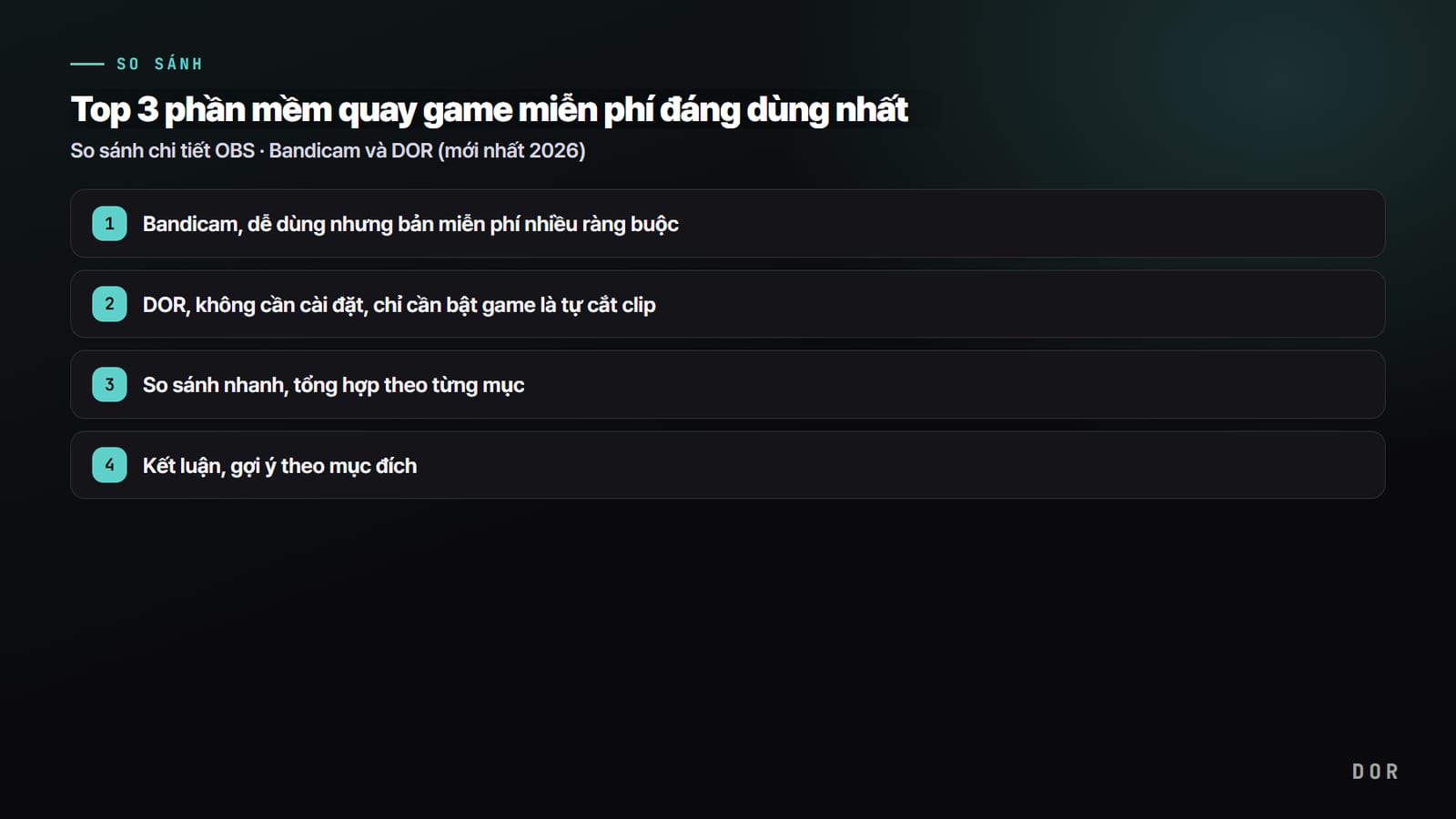 Top 3 phần mềm quay game miễn phí đáng dùng nhất — sơ đồ tóm tắt các bước