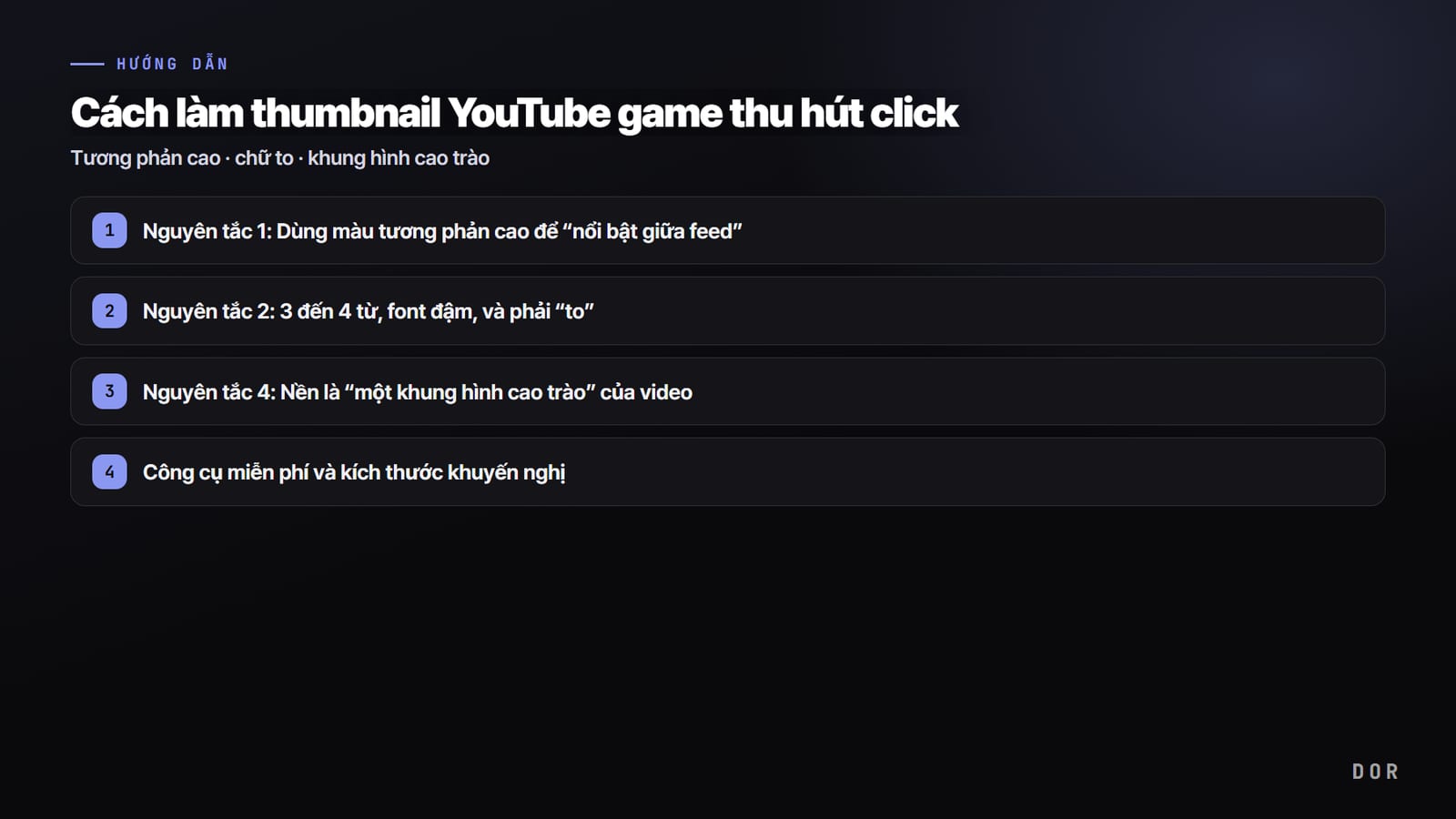 Cách làm thumbnail YouTube game thu hút click — sơ đồ tóm tắt các bước