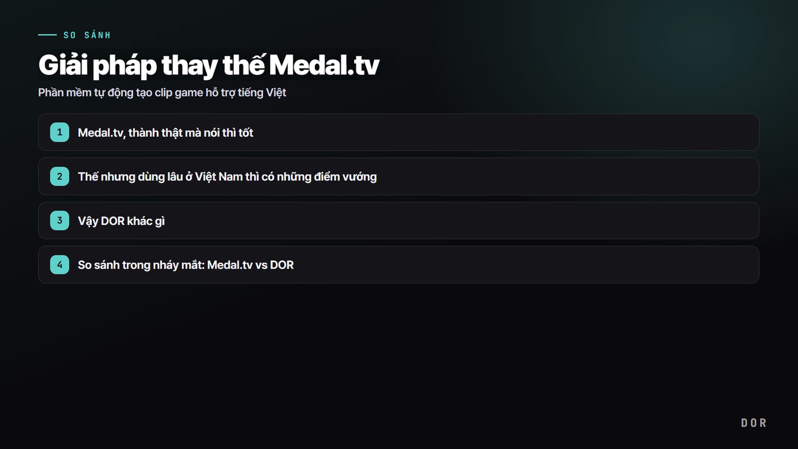 Giải pháp thay thế Medal.tv — sơ đồ tóm tắt các bước